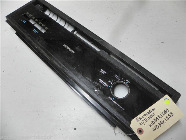 HOTPOINT DISHWASHER WD34X1289 WD34X1353 ESCUTCHEON W/ INSERT *SEVERAL SCRATCHES HOTPOINT DISHWASHER WD34X1289 WD34X1353 ESCUTCHEON W/ INSERT *SEVERAL SCRATCHES